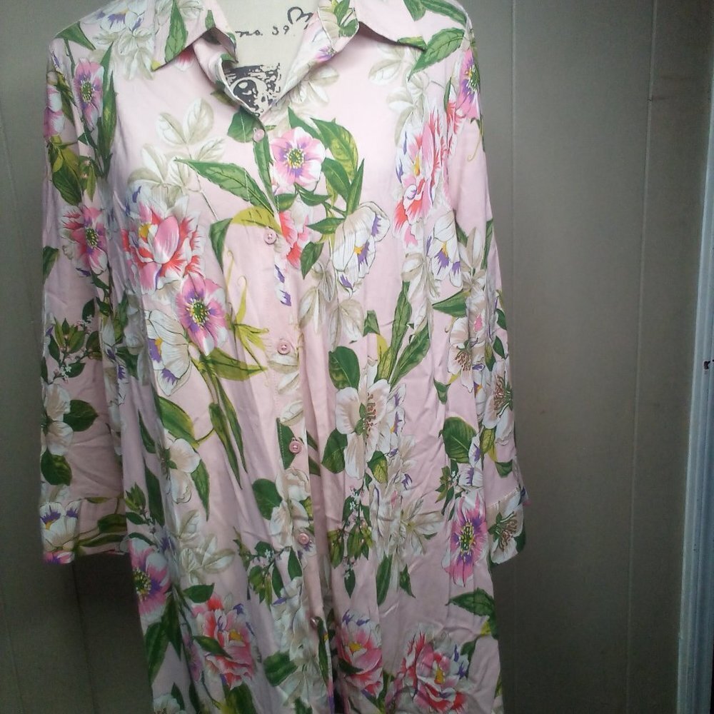 Grace Elements Blouse XL Button Up 3/4 Sleeve Floral Colorful - Picture 16 of 16